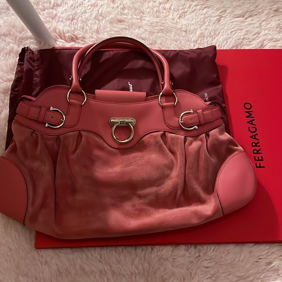 🩷 Salvatore Ferragamo Marisa Gancini Suede large purse pink - Picture 3 of 15